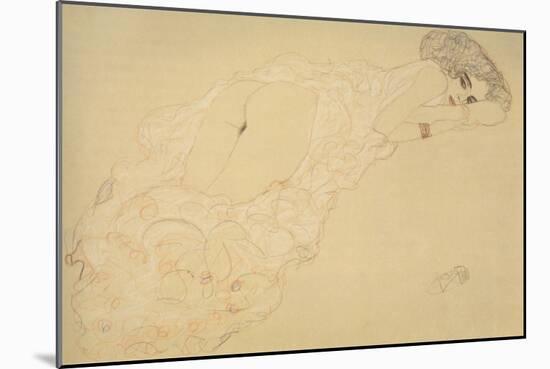 Seminude Lying on Her Stomach-Gustav Klimt-Mounted Giclee Print