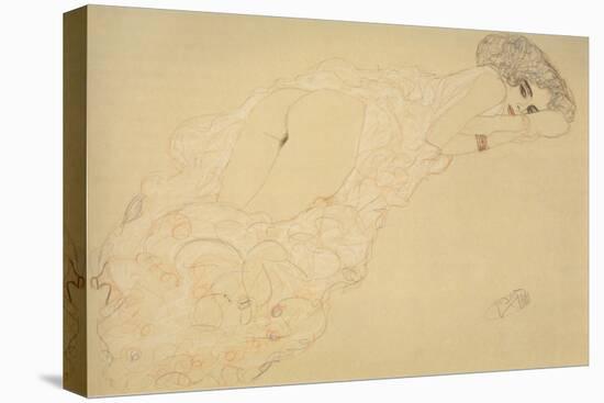 Seminude Lying on Her Stomach-Gustav Klimt-Stretched Canvas