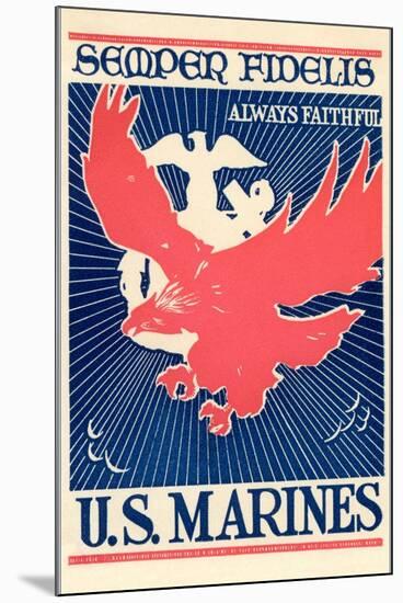 Semper Fidelis, Eagle and Insignia-null-Mounted Art Print