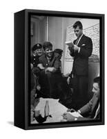 Sen. Election Night, John F Kennedy Listens to Brother Robert Read Returns as Ethel Listens, Boston-Yale Joel-Framed Stretched Canvas