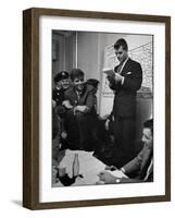 Sen. Election Night, John F Kennedy Listens to Brother Robert Read Returns as Ethel Listens, Boston-Yale Joel-Framed Photographic Print