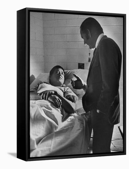 Sen. George Mcgovern Visiting Cesar Chavez-null-Framed Stretched Canvas
