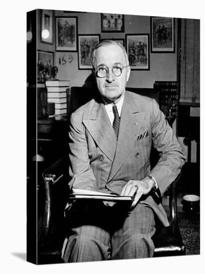 Sen. Harry S. Truman Sitting in His Office-null-Stretched Canvas