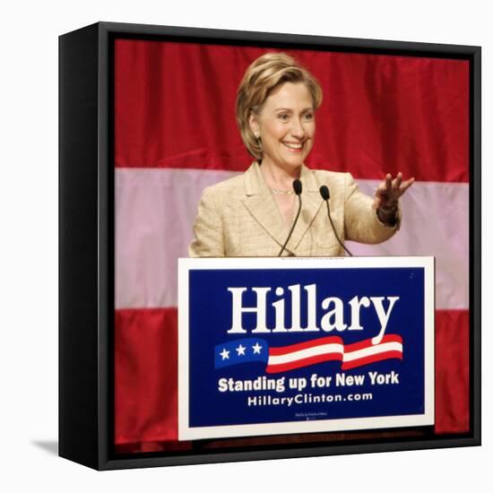 Sen. Hillary Clinton Addresses Supporters at the New York Women for Hillary Luncheon-null-Framed Stretched Canvas