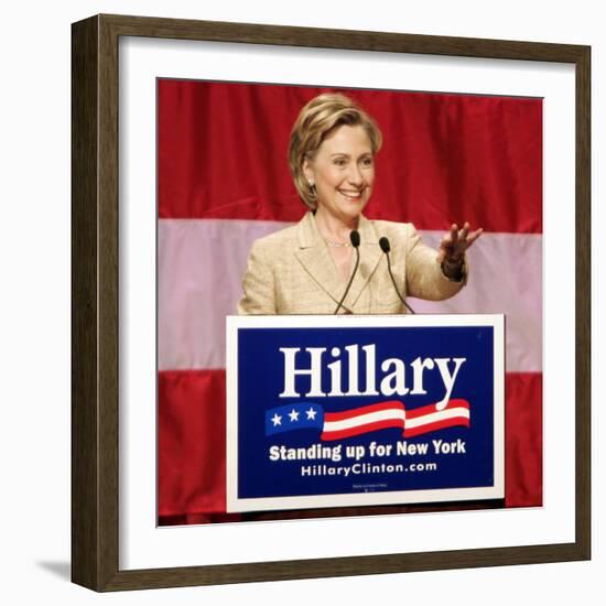 Sen. Hillary Clinton Addresses Supporters at the New York Women for Hillary Luncheon-null-Framed Photographic Print