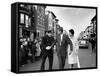 Sen. Jack Kennedy with Jackie, Walking Down Middle of the Street During Senate Re-Election Campaign-Carl Mydans-Framed Stretched Canvas