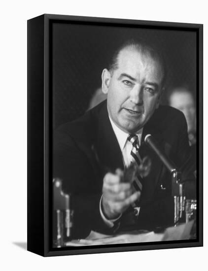 Sen. Joe McCarthy During Army-McCarthy Hearings-Hank Walker-Framed Stretched Canvas