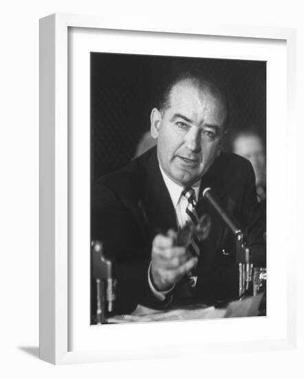 Sen. Joe McCarthy During Army-McCarthy Hearings-Hank Walker-Framed Photographic Print