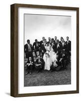 Sen. John F. Kennedy and His Bride Jacqueline Posing with 14 Ushers from Their Wedding Party-Lisa Larsen-Framed Photographic Print