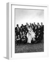 Sen. John F. Kennedy and His Bride Jacqueline Posing with 14 Ushers from Their Wedding Party-Lisa Larsen-Framed Photographic Print