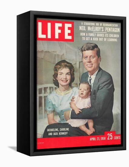 Sen. John F. Kennedy and Wife Jacqueline Showing off Newborn Caroline Kennedy, April 21, 1958-Nina Leen-Framed Stretched Canvas