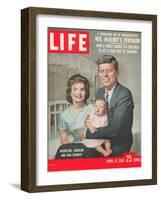 Sen. John F. Kennedy and Wife Jacqueline Showing off Newborn Caroline Kennedy, April 21, 1958-Nina Leen-Framed Photographic Print