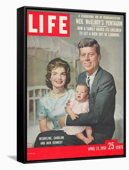 Sen. John F. Kennedy and Wife Jacqueline Showing off Newborn Caroline Kennedy, April 21, 1958-Nina Leen-Framed Stretched Canvas