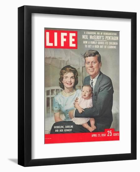 Sen. John F. Kennedy and Wife Jacqueline Showing off Newborn Caroline Kennedy, April 21, 1958-Nina Leen-Framed Premium Photographic Print