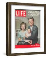 Sen. John F. Kennedy and Wife Jacqueline Showing off Newborn Caroline Kennedy, April 21, 1958-Nina Leen-Framed Photographic Print