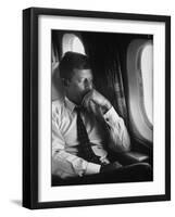 Sen. John F. Kennedy on His Private Plane During His Presidential Campaign-null-Framed Photographic Print