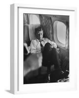 Sen. John F. Kennedy on His Private Plane During His Presidential Campaign-null-Framed Photographic Print