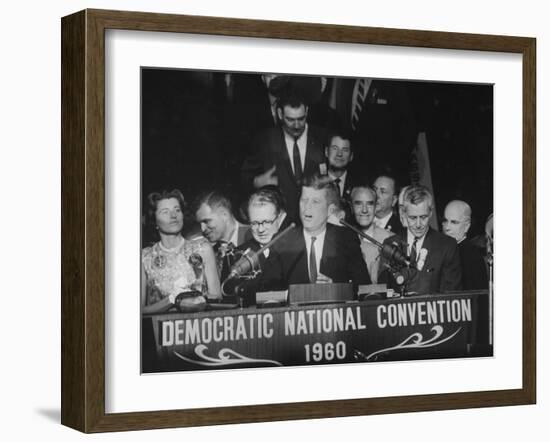 Sen. John F. Kennedy Speaking at the Democratic National Convention-null-Framed Photographic Print