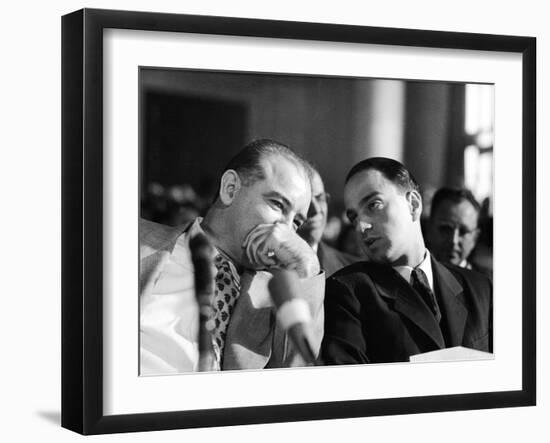 Sen. Joseph R. McCarthy Talking with His Lawyer Roy M. Cohn in the Army-McCarthy Hearings-Yale Joel-Framed Photographic Print