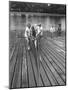 Sen. Leverett Saltonstall, Helping His Crew Members Carry the Canoe on Deck at Harvard-Yale Joel-Mounted Photographic Print