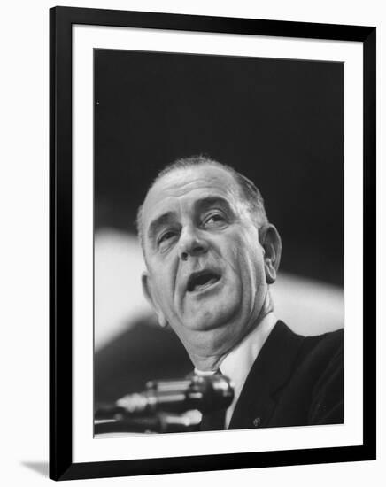 Sen. Lyndon B. Johnson Making Speech During His Vice-Presidential Campaign-null-Framed Photographic Print