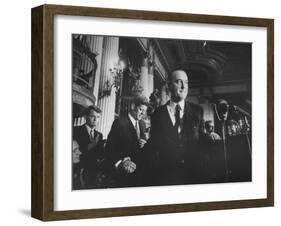 Sen. Lyndon B. Johnson Shaking Hands with Sen. John F. Kennedy as Robert F. Kennedy Watches-null-Framed Photographic Print