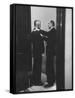 Sen. Lyndon B. Johnson Talking to Sen. Leverett Saltonstall-Paul Schutzer-Framed Stretched Canvas
