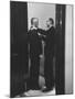 Sen. Lyndon B. Johnson Talking to Sen. Leverett Saltonstall-Paul Schutzer-Mounted Photographic Print