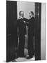Sen. Lyndon B. Johnson Talking to Sen. Leverett Saltonstall-Paul Schutzer-Mounted Photographic Print