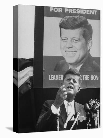 Sen./Pres. Candidate John Kennedy Speaking From Microphoned Podium During His Campaign Tour of TN-Walter Sanders-Stretched Canvas