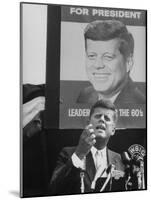 Sen./Pres. Candidate John Kennedy Speaking From Microphoned Podium During His Campaign Tour of TN-Walter Sanders-Mounted Photographic Print