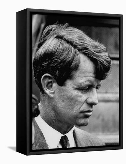 Sen. Robert F. Kennedy Arriving at La Guardia Airport-Loomis Dean-Framed Stretched Canvas