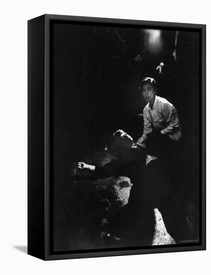 Sen. Robert Kennedy Sprawled Semiconscious in Own Blood on Floor After Being Shot in Brain and Neck-Bill Eppridge-Framed Stretched Canvas