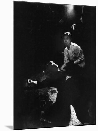 Sen. Robert Kennedy Sprawled Semiconscious in Own Blood on Floor After Being Shot in Brain and Neck-Bill Eppridge-Mounted Photographic Print