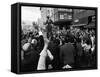 Sen. Robert Kennedy Standing on Roof of Car as He is Swamped by a Crowd of Welcoming Well Wishers-Bill Eppridge-Framed Stretched Canvas