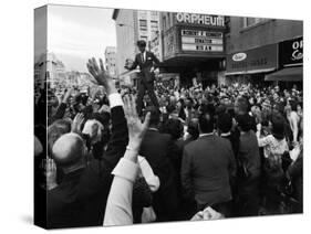 Sen. Robert Kennedy Standing on Roof of Car as He is Swamped by a Crowd of Welcoming Well Wishers-Bill Eppridge-Stretched Canvas