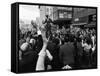 Sen. Robert Kennedy Standing on Roof of Car as He is Swamped by a Crowd of Welcoming Well Wishers-Bill Eppridge-Framed Stretched Canvas