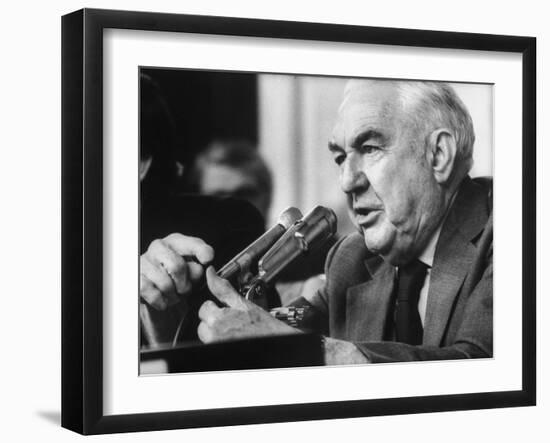 Sen. Sam Ervin Questioning Witness During Watergate Hearings-Gjon Mili-Framed Photographic Print