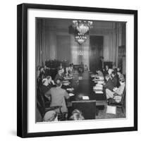 Senate Banking and Currency Committee Holding Hearings Regarding the Bretton Woods Agreements-null-Framed Photographic Print