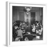 Senate Banking and Currency Committee Holding Hearings Regarding the Bretton Woods Agreements-null-Framed Photographic Print