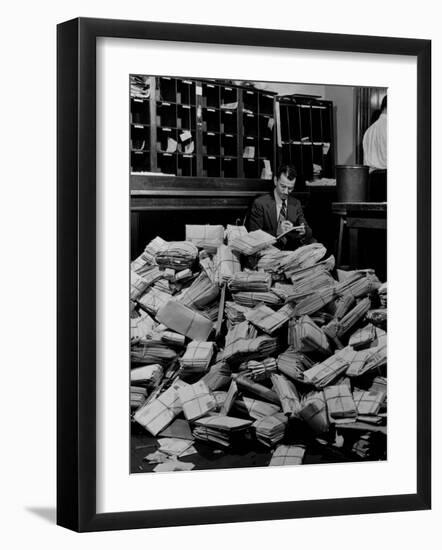 Senate Post Office Filling Up with Letters from Constituents on the Neutrality Issue-David Scherman-Framed Photographic Print