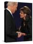 Senator Joe Biden and Governor Sarah Palin Shake Hands before the Start of Vice Presidential Debate-null-Stretched Canvas