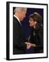 Senator Joe Biden and Governor Sarah Palin Shake Hands before the Start of Vice Presidential Debate-null-Framed Photographic Print