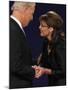 Senator Joe Biden and Governor Sarah Palin Shake Hands before the Start of Vice Presidential Debate-null-Mounted Photographic Print
