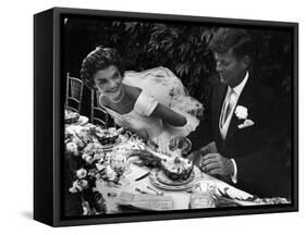 Senator John F. Kennedy and Bride Jacqueline Enjoying Dinner at Their Outdoor Wedding Celebration-Lisa Larsen-Framed Stretched Canvas