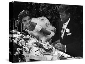 Senator John F. Kennedy and Bride Jacqueline Enjoying Dinner at Their Outdoor Wedding Celebration-Lisa Larsen-Stretched Canvas