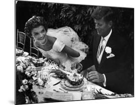 Senator John F. Kennedy and Bride Jacqueline Enjoying Dinner at Their Outdoor Wedding Celebration-Lisa Larsen-Mounted Photographic Print