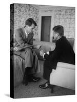 Senator John F. Kennedy and Brother Robert F. Kennedy Conferring in Hotel Suite During Convention-Hank Walker-Stretched Canvas