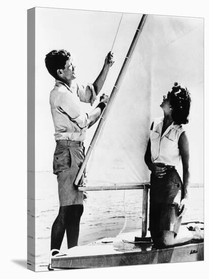 Senator John F Kennedy and Fiancée Miss Jacqueline Bouvier of Newport, Jun 26, 1953-null-Stretched Canvas