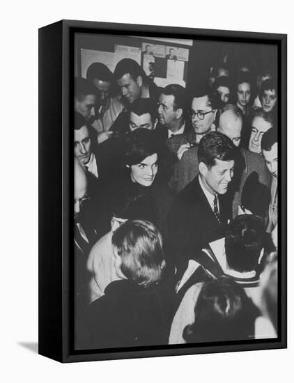 Senator John F. Kennedy and Wife Campaigning in Democratic Presidential Primaries-Stan Wayman-Framed Stretched Canvas